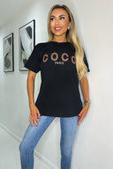 Black Coco Rose Gold Slogan T-Shirt