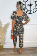 Multi Ditsy Floral Print Flutter Sleeve Jumpsuit