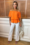 Orange Bardot Top