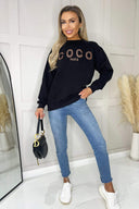 Black Coco Rose Gold Slogan Sweatshirt