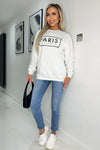 White Paris Slogan Crew Neck Sweatshirt