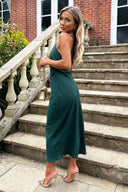 Teal Asymmetric Cut Out Midi Dress