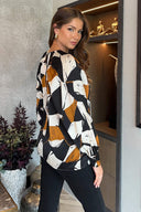 Multi Geometric Print Long Sleeve Top