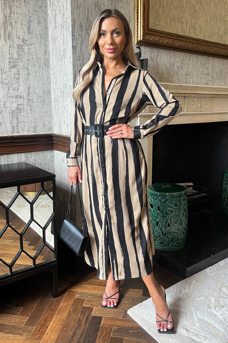 Striped button front dress on sale