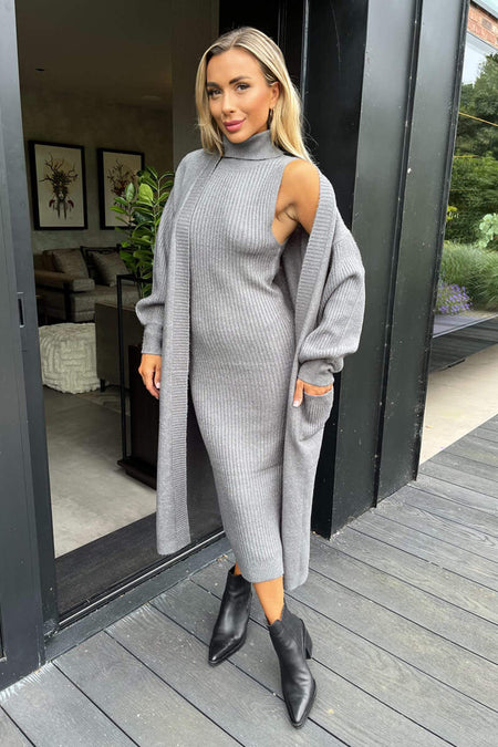 Knitted Dresses Colour Grey AX Paris