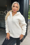 Cream 1/4 Zip Teddy Hoodie