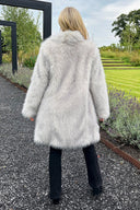 Cream Tipped Faux Fur Long Jacket