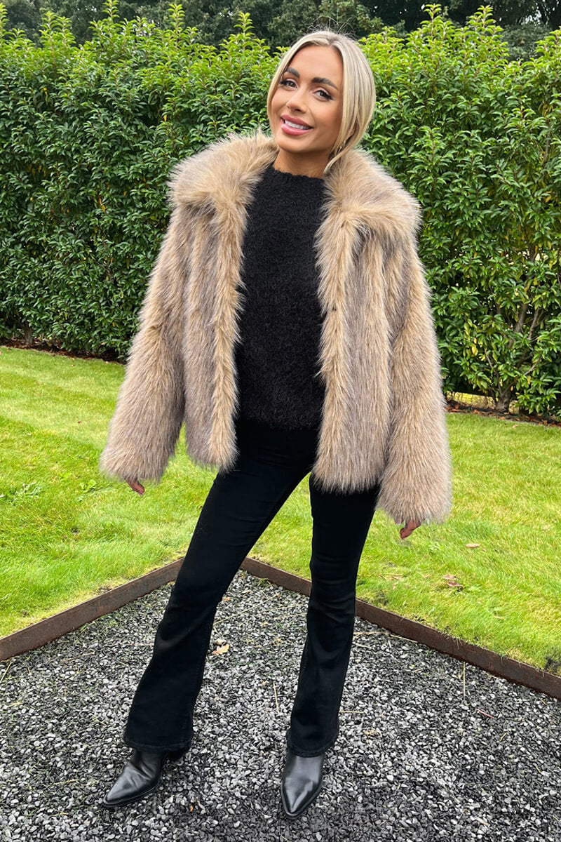 Brown Faux Fur Short Jacket