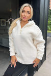 Cream 1/4 Zip Teddy Hoodie