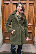 Khaki Longline Teddy Coat