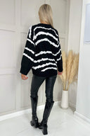 Black And Cream Smudged Stripe Knit Jumper