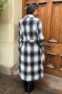 Chocolate Brushed Check Tie Belt Trench Coat