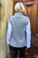 Mid Grey 1/4 Zip Knitted Vest