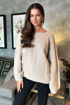 Oatmeal Round Neck Cable Knit Jumper