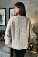 Oatmeal Round Neck Cable Knit Jumper