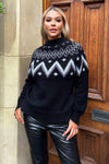 Black Fairisle Mock Neck Knitted Jumper