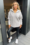 Grey 1/4 Zip Teddy Hoodie