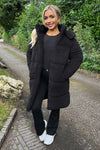 Black Teddy Panelled Long Coat