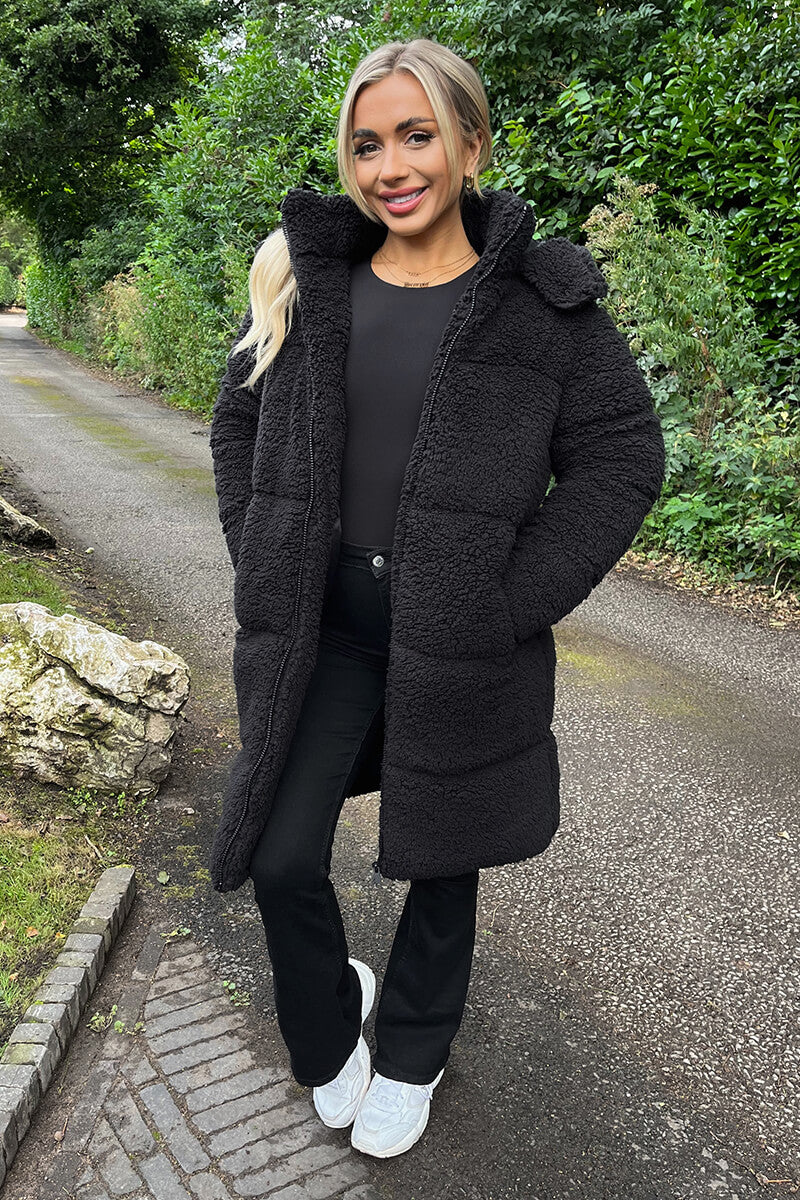 Tall black teddy coat online