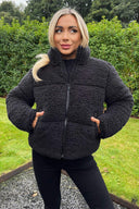 Black Teddy Panelled Short Coat