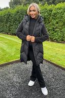 Black Hooded Zip Up Padded Gilet