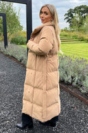 Biscuit Tie Waist Quilted Longline Puffer Coat