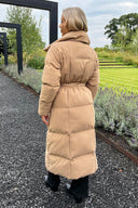 Biscuit Tie Waist Quilted Longline Puffer Coat