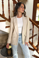 Stone Shawl Collar Open Front Blazer