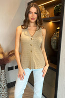 Stone Textured Button Front Waistcoat