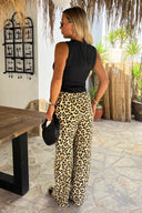 Multi Leopard Print Wide Leg Trousers