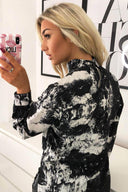 Black Printed High Neck Top