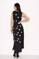 Black Spotted Asymmetrical  Dress