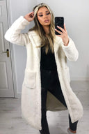 Cream Midi Teddy Coat