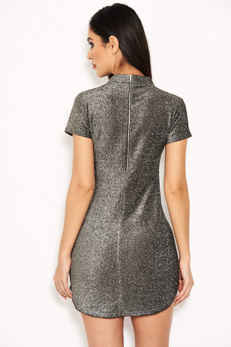 Silver Glitter Mini Dress