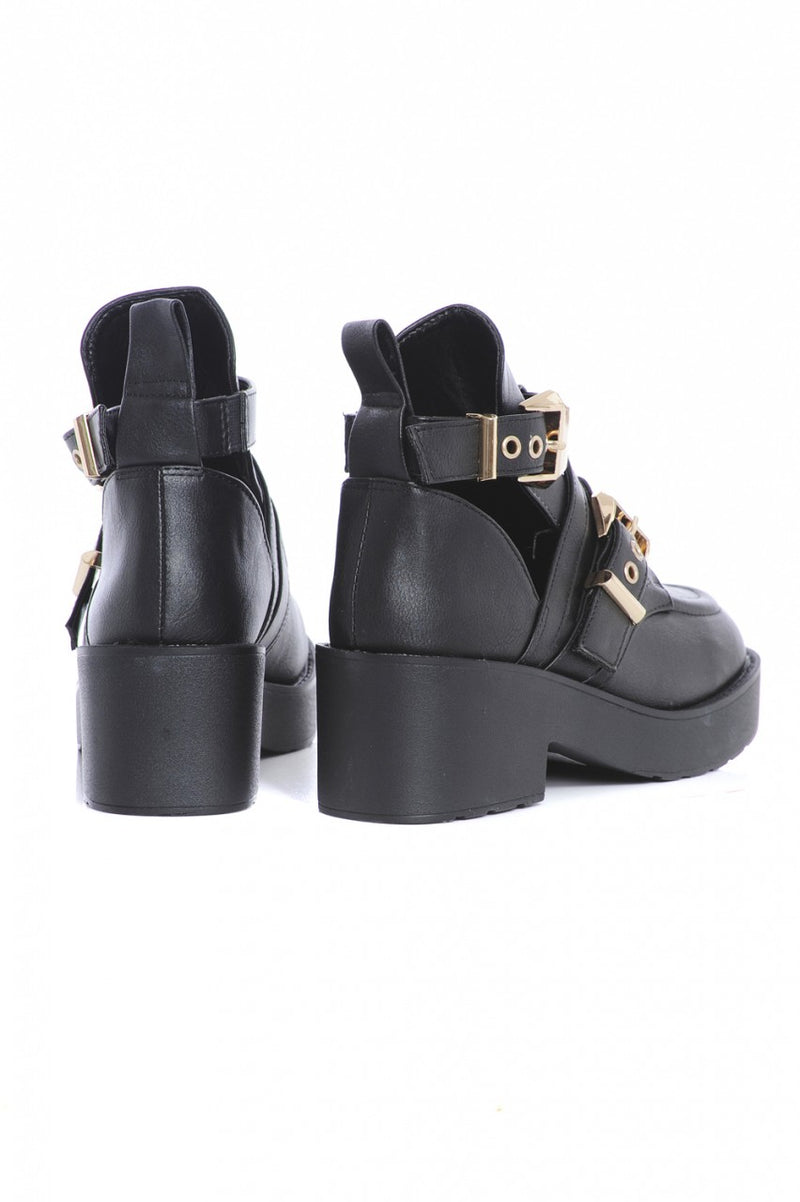 Cut Out Side Buckle Boots AX Paris