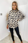 Multi Animal Print Ruffle High Neck Top