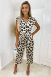 Multi Animal Printed Tie Waist Jumpsuit