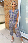 Multi Floral Wrap Front Jumpsuit