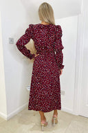 Plum Animal Printed Elasticated Sleeve Midi Dress