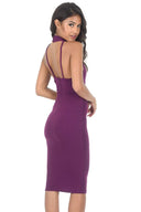 Plum Halter Cut Out Midi Dress