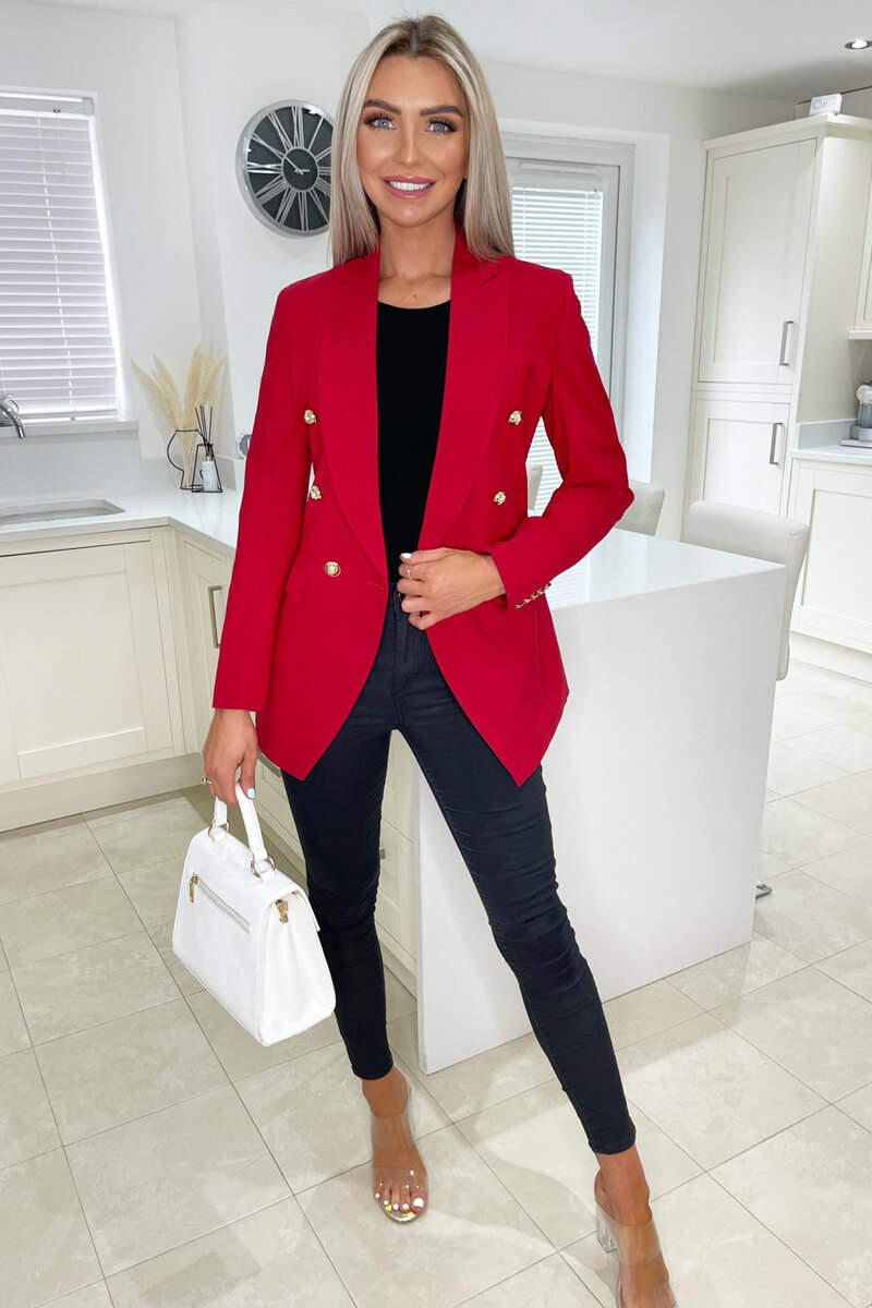 Red Military Style Blazer