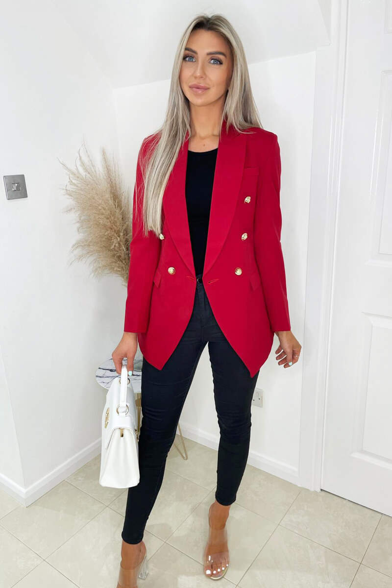 Red Military Style Blazer