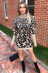 Stone Animal Print Knitted Dress