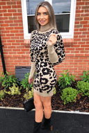 Stone Animal Print Knitted Dress