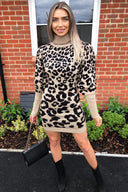 Stone Animal Print Knitted Dress