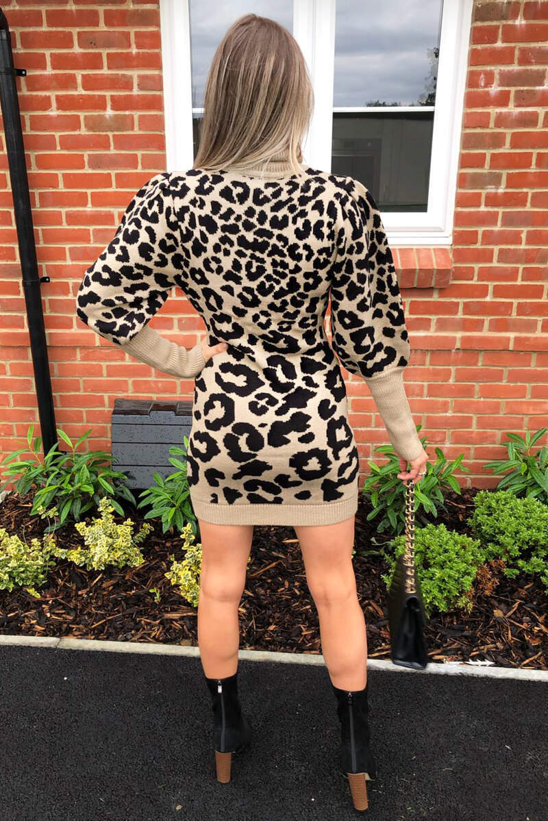 Animal print knitted dress hotsell