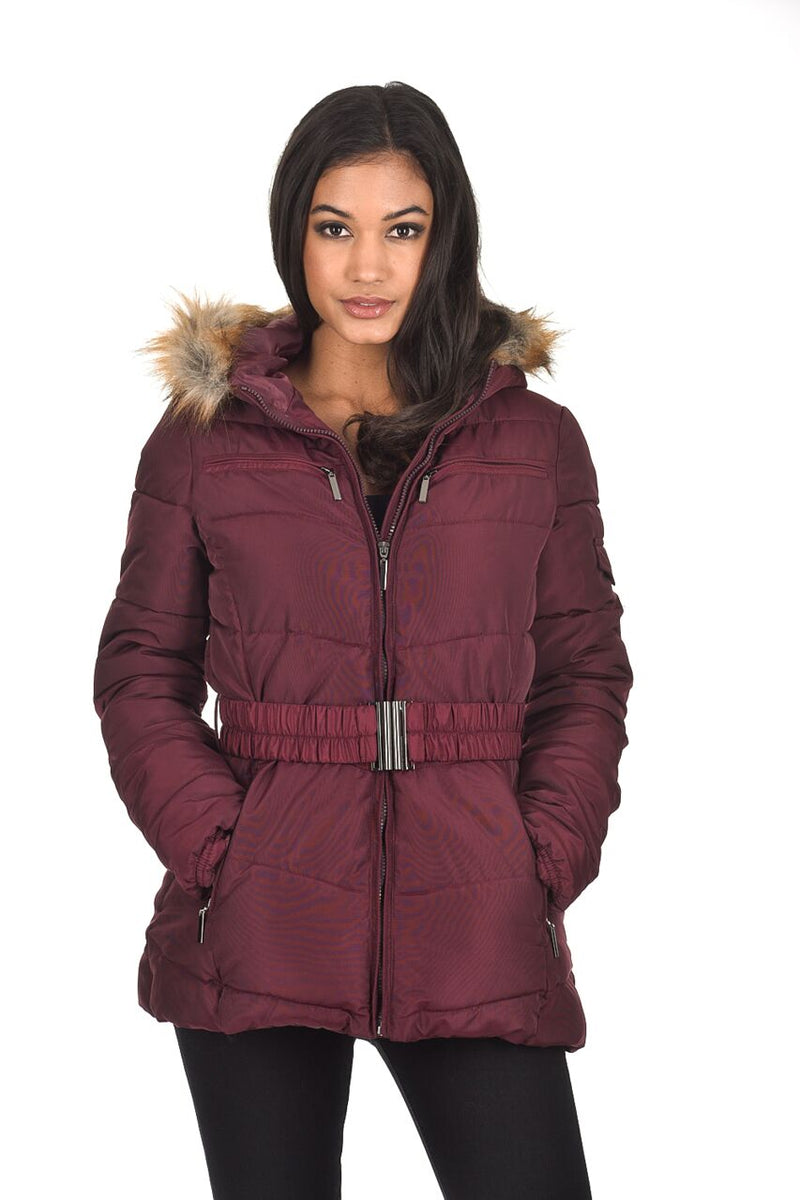 Wine Padded Puffer Jacket