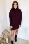 Wine Roll Neck Knit Jumper Dress