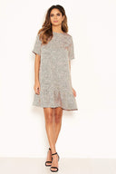 Pink Spotty Frill Hem T-Shirt Dress