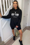 Black New York Slogan Hoodie